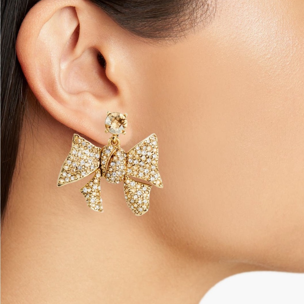 Oscar de la Renta Pave Bow Drop Earrings